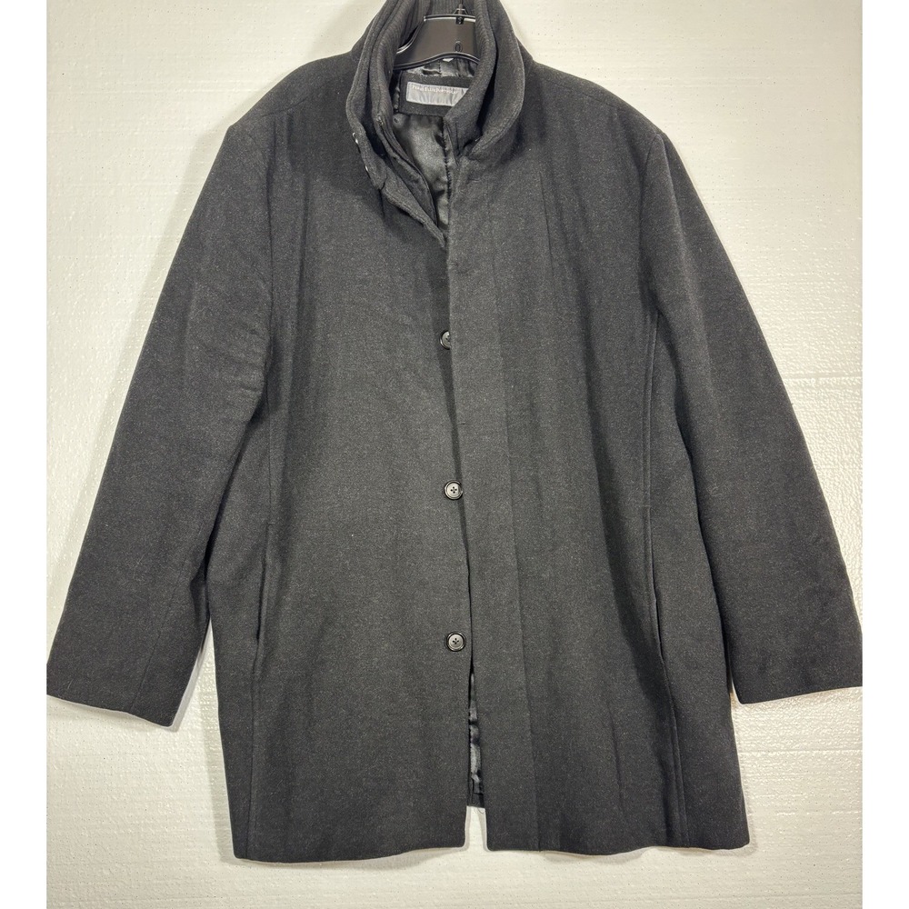 Mens Perry Ellis Portfolio XL 100% Wool Coat Lined Button & Zipper
